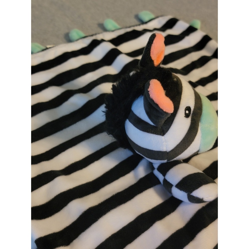 Oh Joy! Zebra Baby Lovey Security Blanket Black Stripe Mint Green 2017 Target - Picture 4 of 8